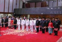 Foto : Suasana pelantikan 59 pejabat eselon II Pemprov DKI Jakarta di Balai Kota DKI.